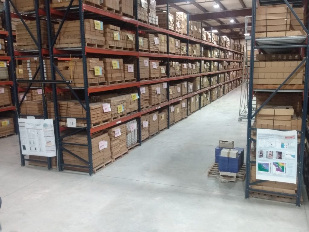 View of the rock core collection.